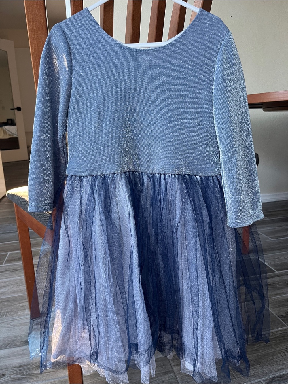 Girls Sparkle Navy Blue Tulle Party Dress
